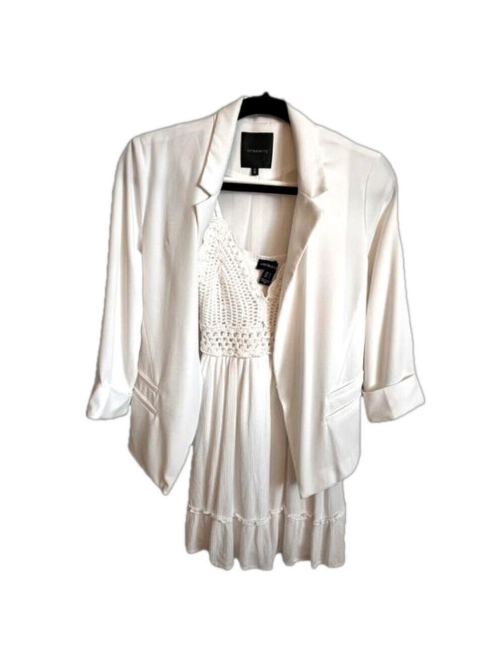 2 piece bundle Streetwear society crochet mini dress under Dynamite white blazer